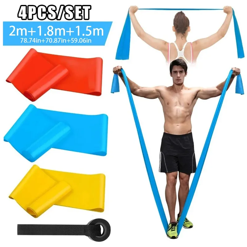 Crossfit Workout With Equipment - 4Pcs/Set Elastic Fitness Bands Resistance Bands